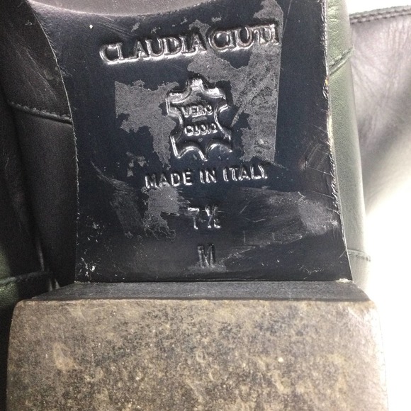 Claudia Ciuti Women's Buckles Chain Link Block Heel Black Leather Calf Boot 7.5 - Picture 10 of 15